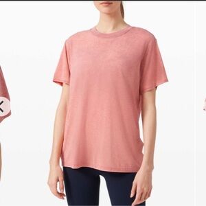 Lululemon All Yours Tee Shirt Vitasea Boyfriend *Cloud Cloudy Wash Cherry Tint